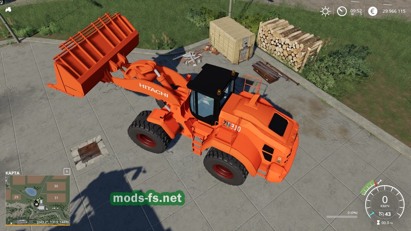 Мод на погрузчик Hitachi Zw 310 для игры Farming Simulator 2019 Mods 2496